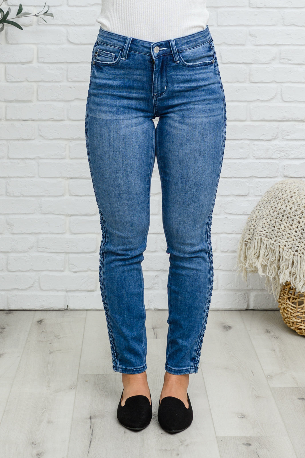 Karina Relaxed Fit Braided Side Seam Detail Jeans (Online Exclusive)