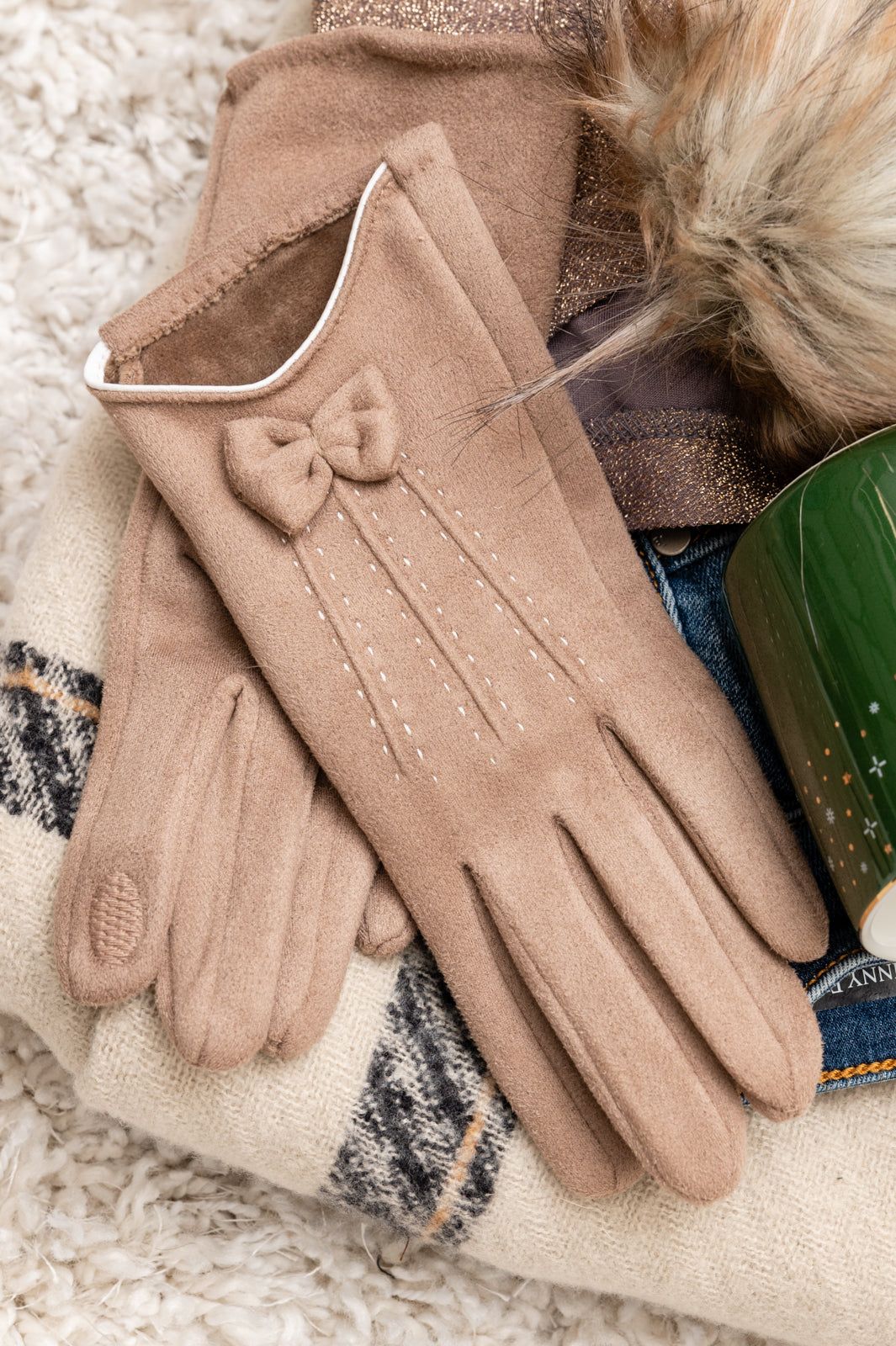 Keepin' Warm Beige Wool Gloves (Online Exclusive)