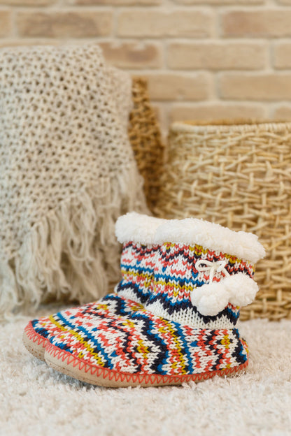 Knitted Multi Color Slipper Boots (Online Exclusive)