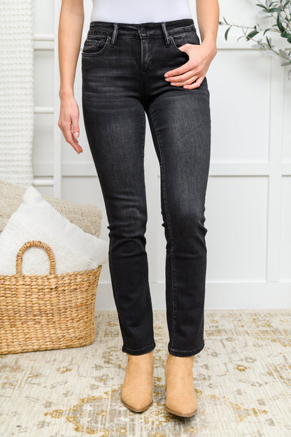 Kortney Mid Rise Straight Leg Jeans In Washed Black (Online Exclusive)