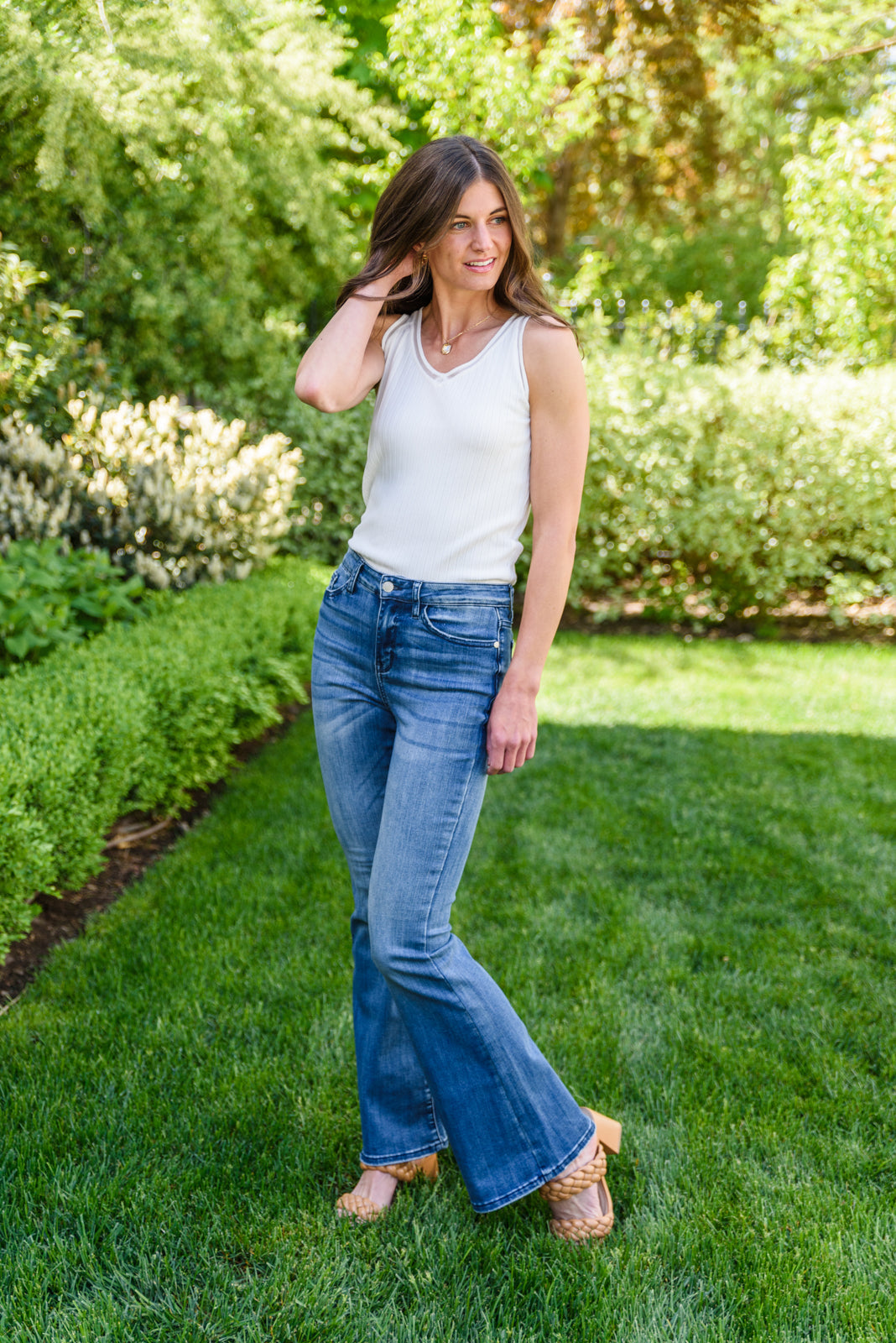 La Mode Contrast Trouser Flare Jeans (Online Exclusive)