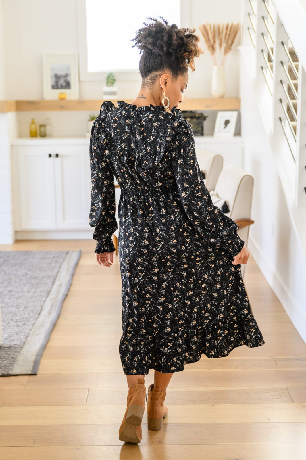 Larissa Long Sleeve Ruffle Hem Dress (Online Exclusive)