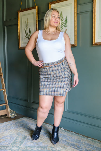 Minifalda pantalón a cuadros Late To Class (exclusivo en línea)