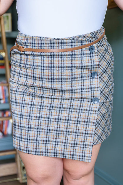 Mini-jupe-short à carreaux Late To Class (exclusivité en ligne)