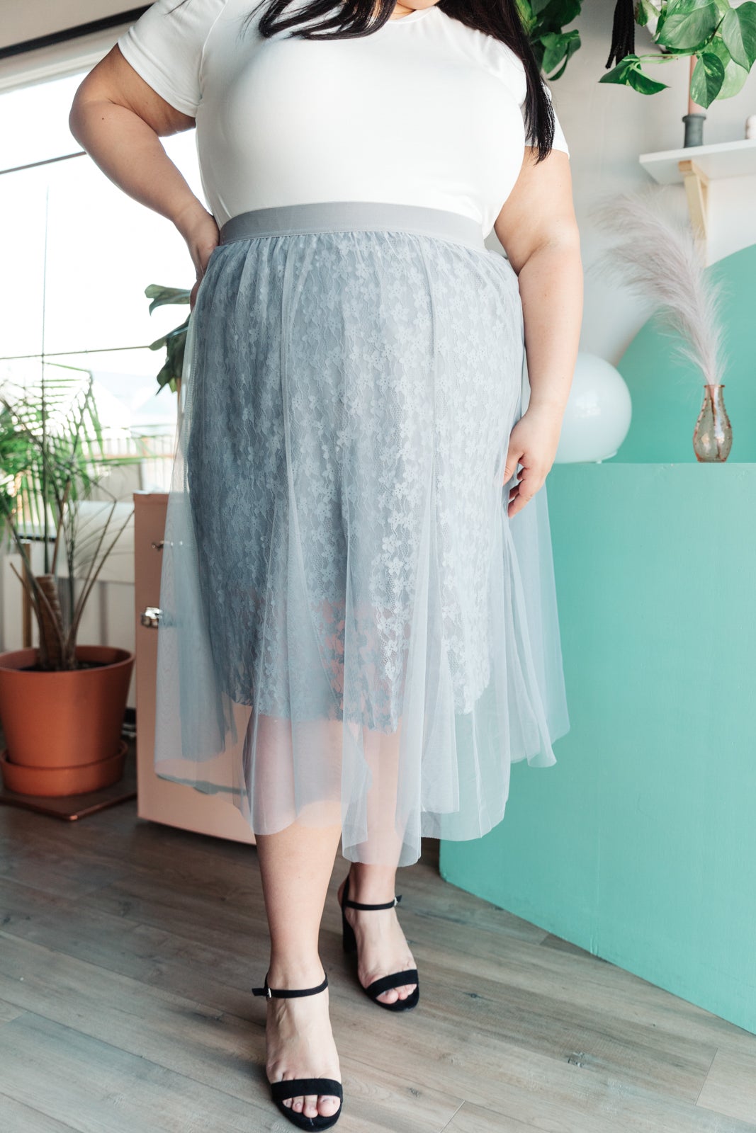 Layered In Lace Skirt In Gray (Online Exclusive)