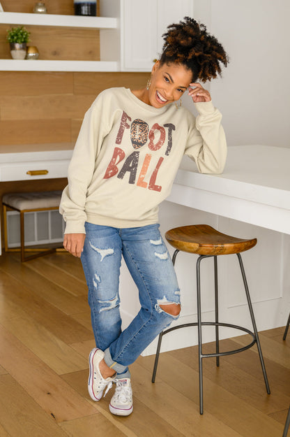 Let's Play Football Graphic Sweatshirt In Sand (Online Exclusive)