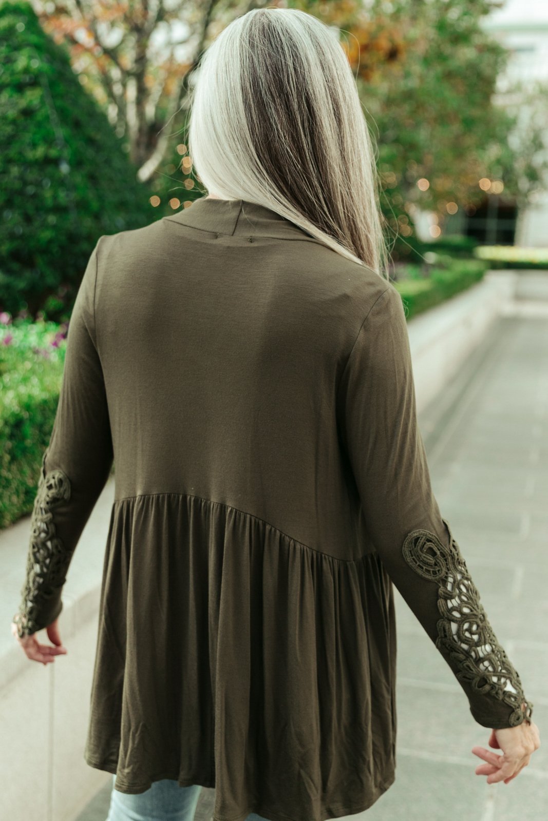 Little Bit Of Lace Cardigan In Olive (Online Exclusive)