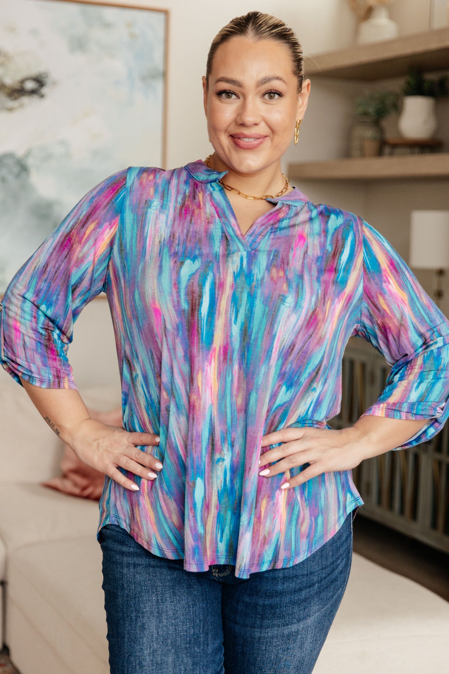 Little Lovely Blouse in Blue Multi (Online Exclusive)