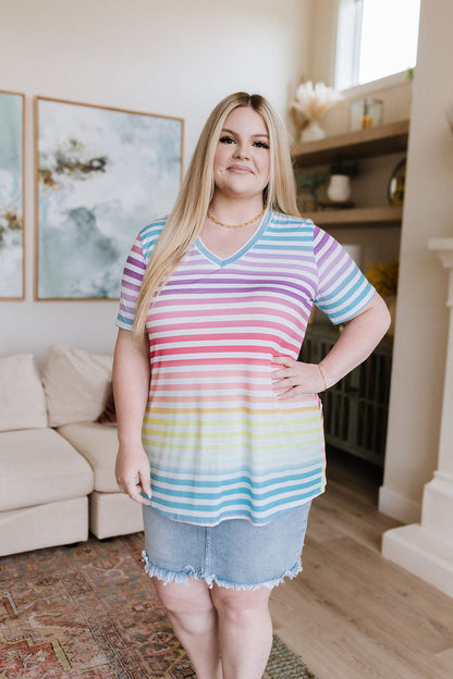 Looking for Rainbows V-Neck Striped Top (Online Exclusive)