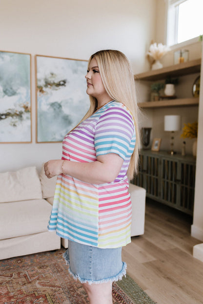 Looking for Rainbows V-Neck Striped Top (Online Exclusive)