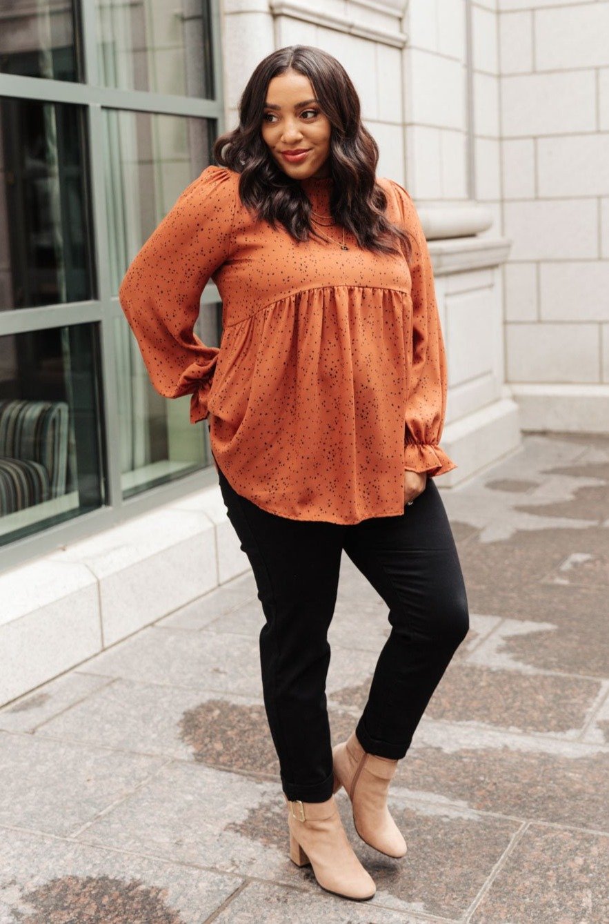Madeline Polkadot Top in Camel (Online Exclusive)