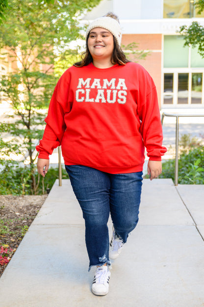 Mama Claus Graphic Sweatshirt in Red (Online Exclusive)