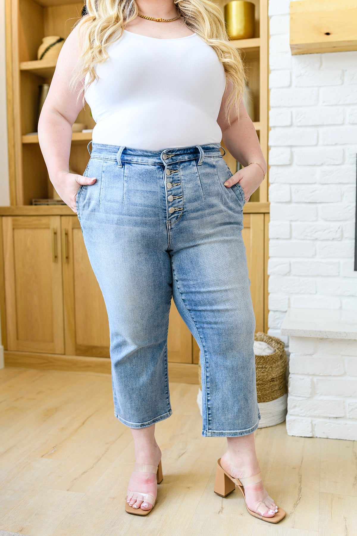 Mandy High Rise Vintage Wide Leg Crop Jeans (Online Exclusive)