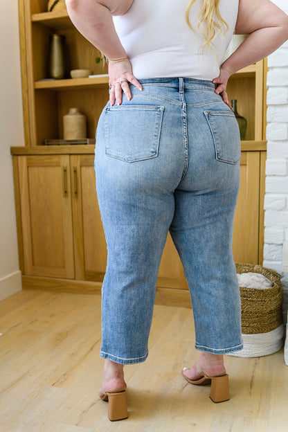 Jean court vintage taille haute à jambe large Mandy (exclusivité en ligne)