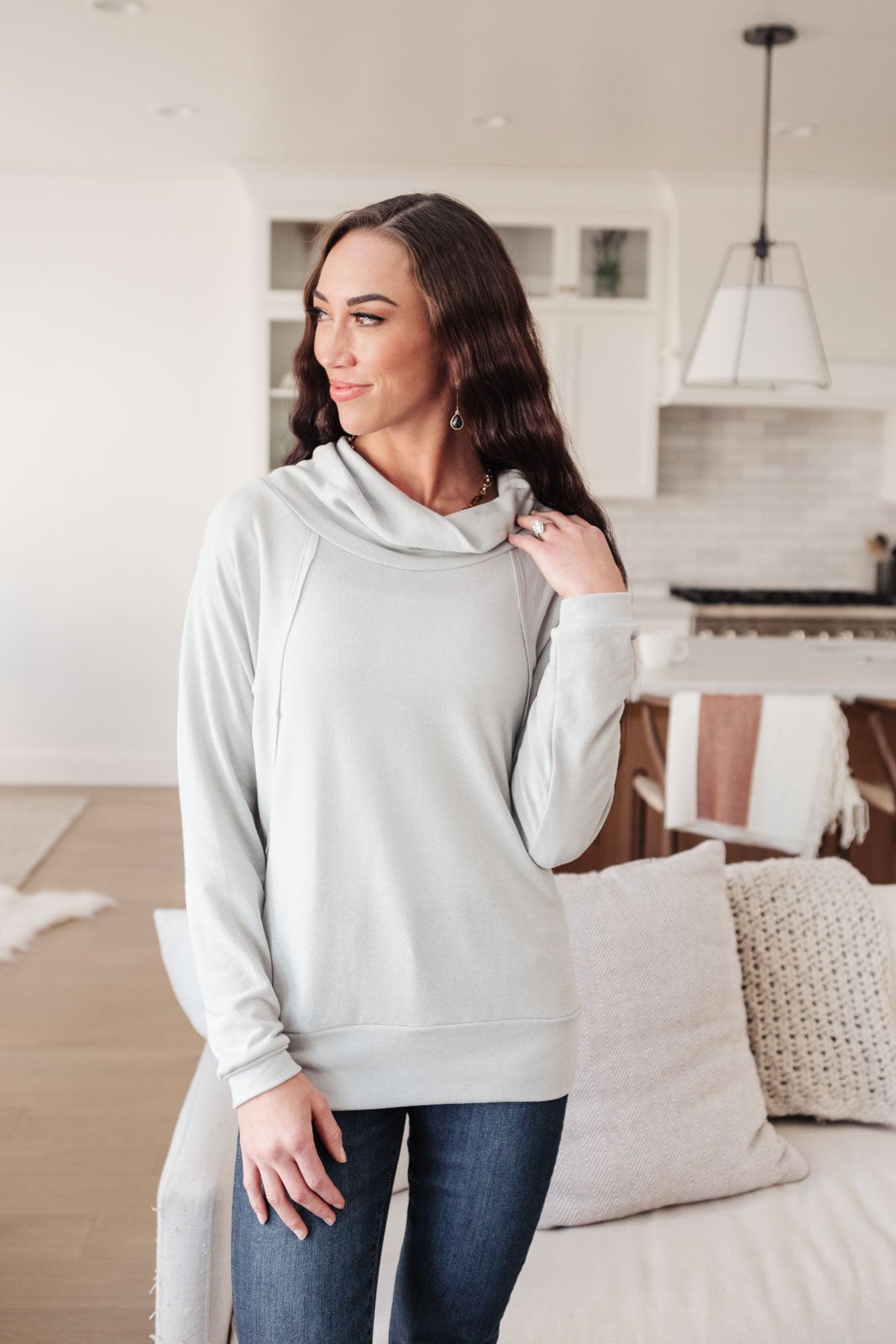 Modern Scene Cowl Neck Sweater In Grey (Online Exclusive)