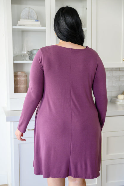 Most Reliable Long Sleeve Knit Dress In Plum (Online Exclusive)