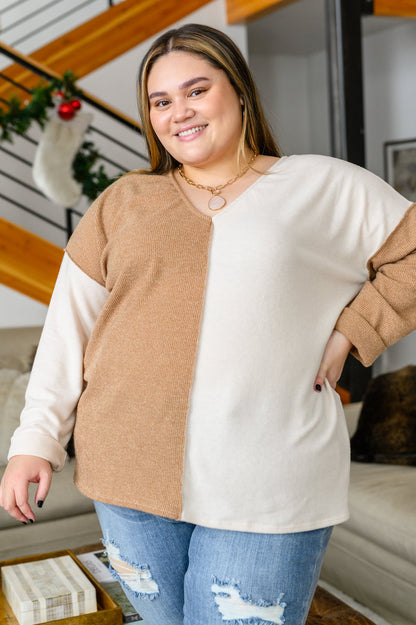 No Better Place Color Block Long Sleeve V-Neck Top (Online Exclusive)