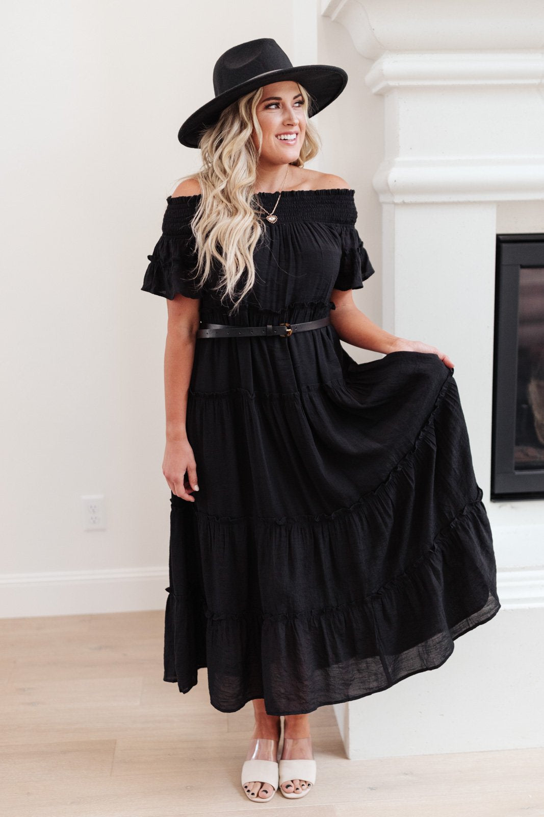 Olivia Tiered Maxi Dress in Black (Online Exclusive)
