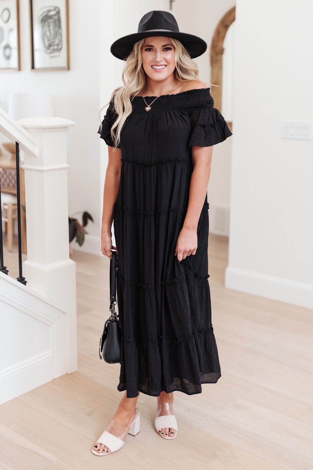 Olivia Tiered Maxi Dress in Black (Online Exclusive)