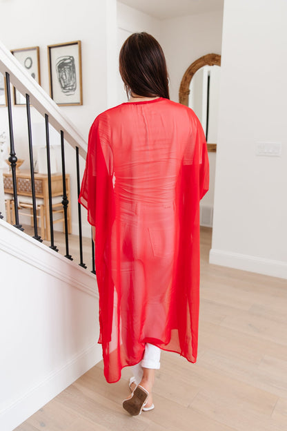 One Way Trip Kimono in Cherry Red (Online Exclusive)
