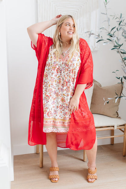 Kimono One Way Trip en rojo cereza (exclusivo en línea)