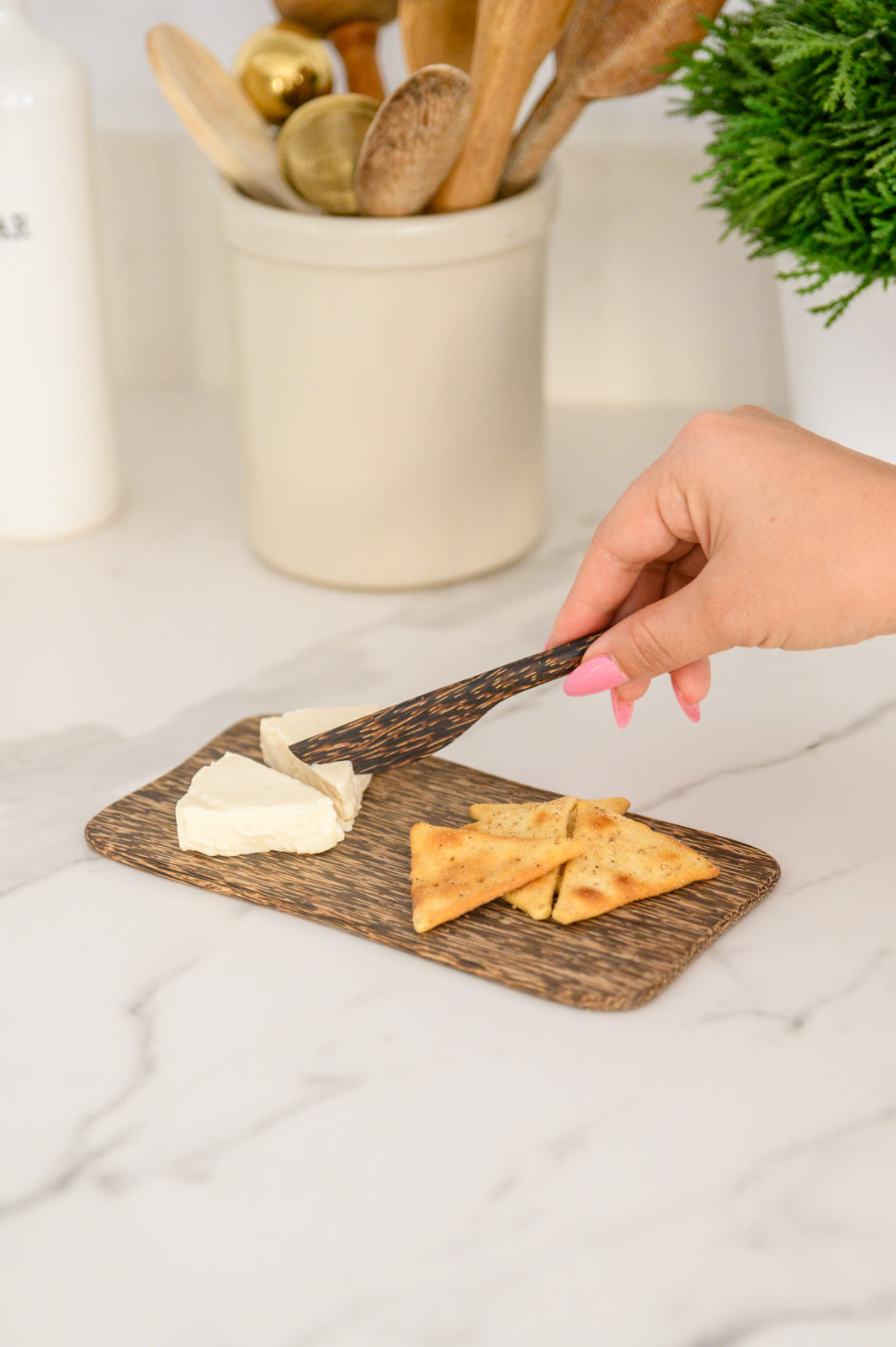 Palm Wood Cheese Board And Knife Set (Online Exclusive)