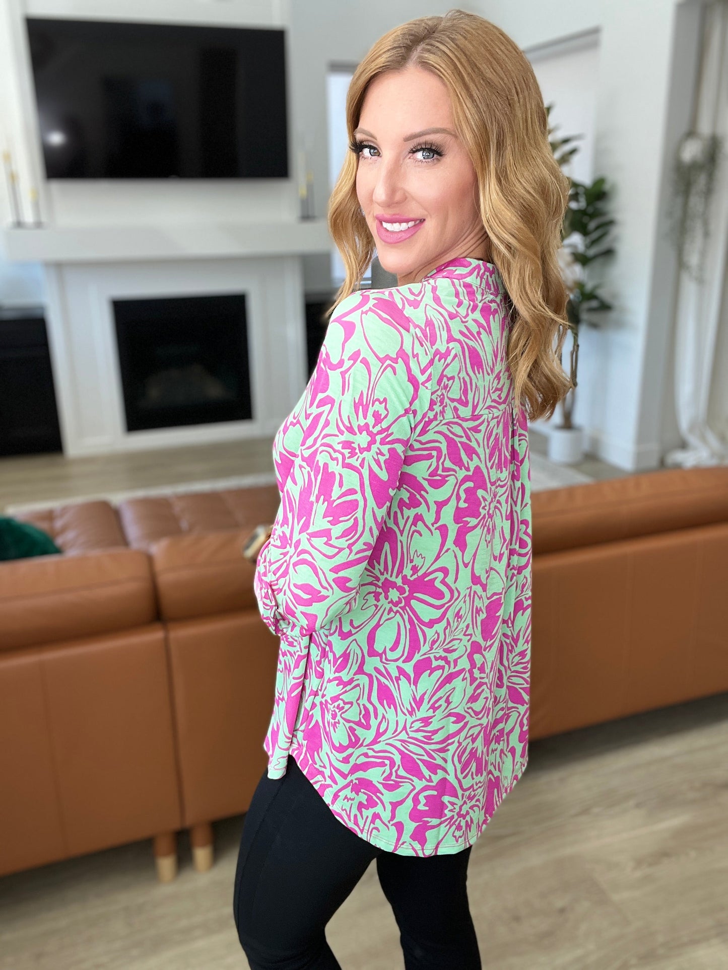 Lizzy Top in Emerald Pink Floral (Online Exclusive)
