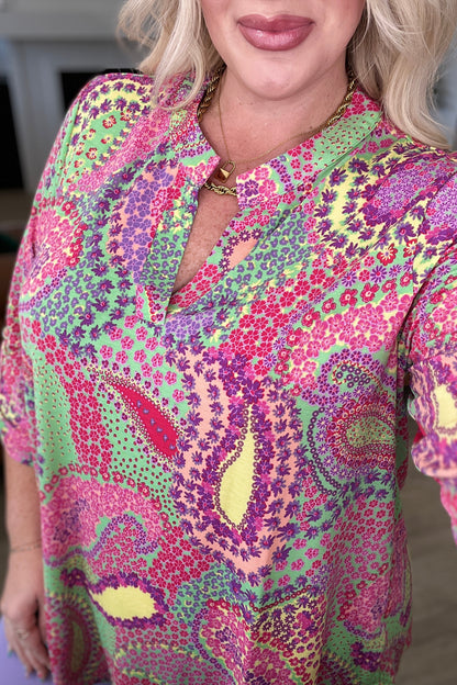 Lizzy Top in Green and Pink Paisley (Online Exclusive)
