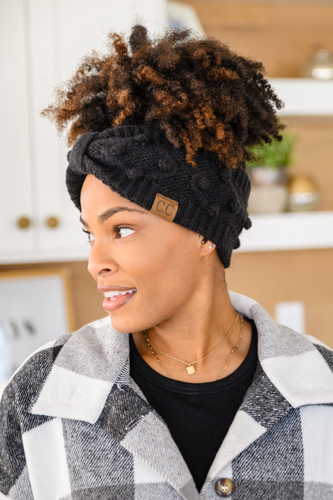 Pom Knit Headwrap In Black (Online Exclusive)