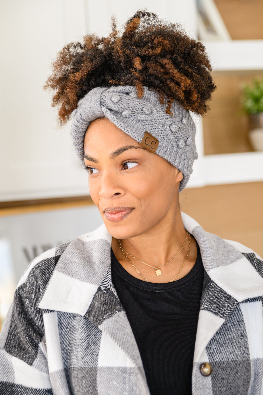 Pom Knit Headwrap In Gray (Online Exclusive)