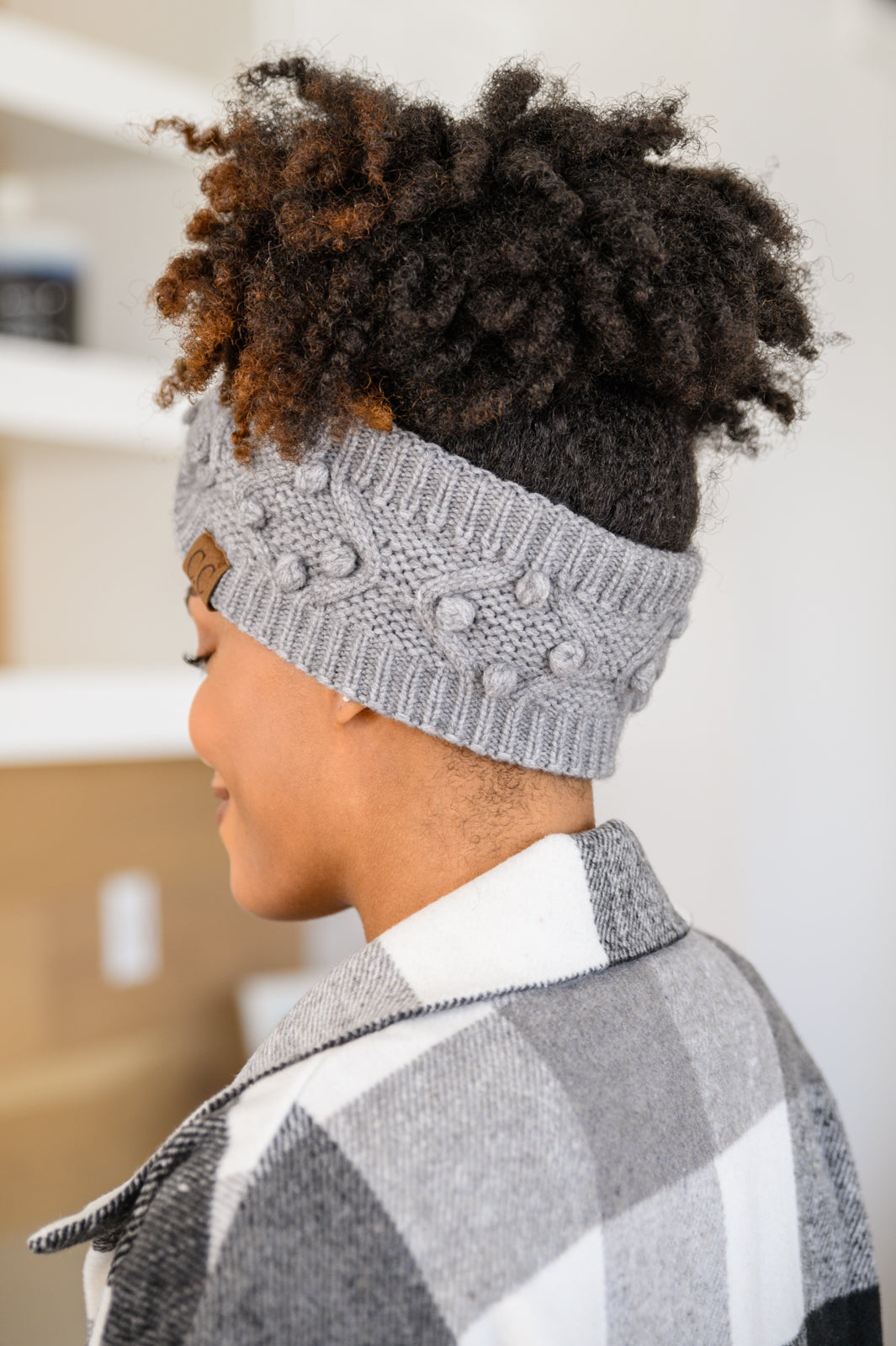Pom Knit Headwrap In Gray (Online Exclusive)