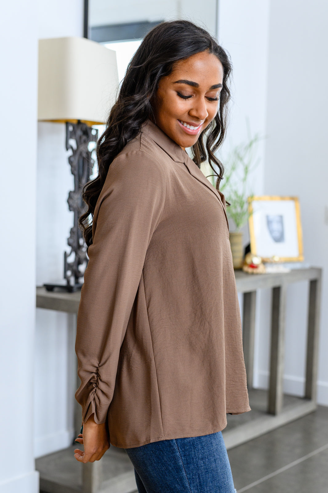 Professionally Perfect Ruched Sleeve Blouse (Online Exclusive)