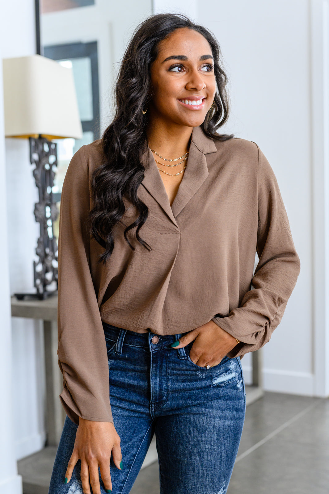 Professionally Perfect Ruched Sleeve Blouse (Online Exclusive)