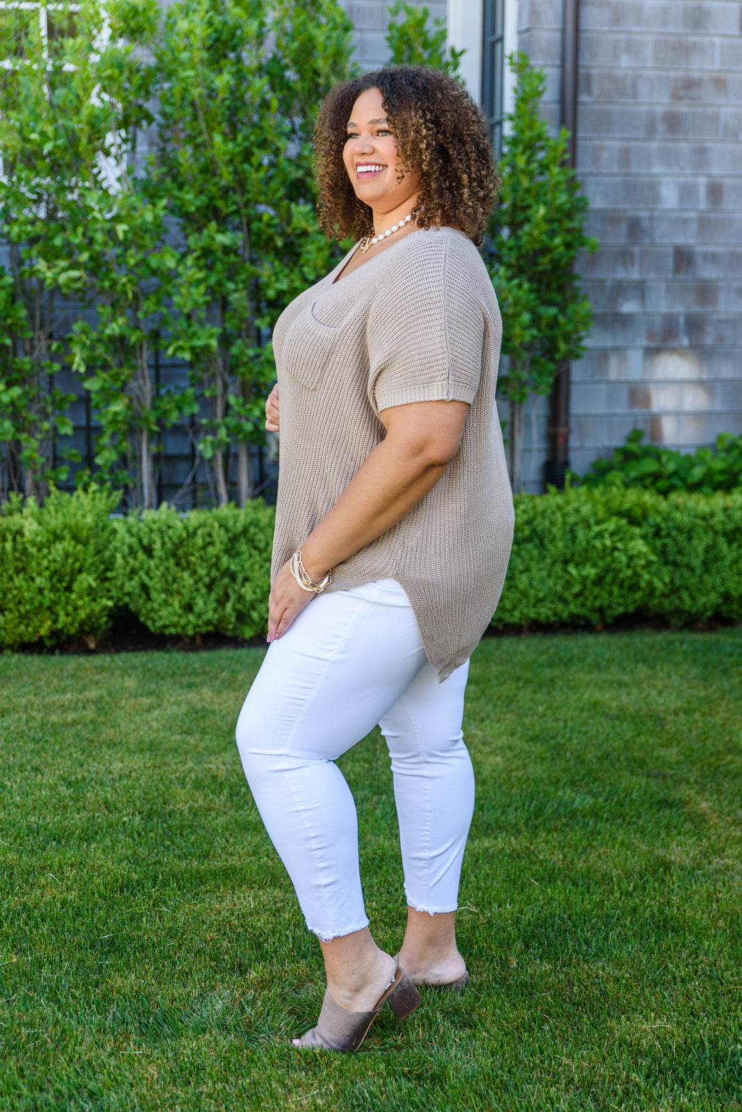 Pure Bliss Knit Top In Taupe (Online Exclusive)