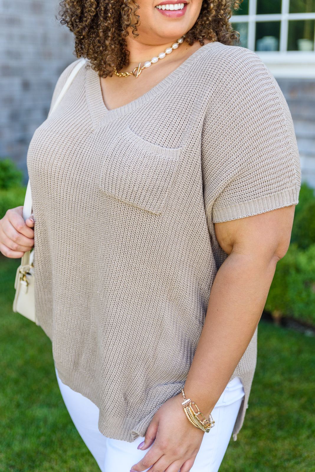 Pure Bliss Knit Top In Taupe (Online Exclusive)