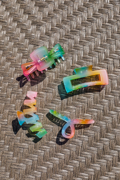 Juego de 4 clips con forma de garra de gelatina arcoíris (exclusivo en línea)