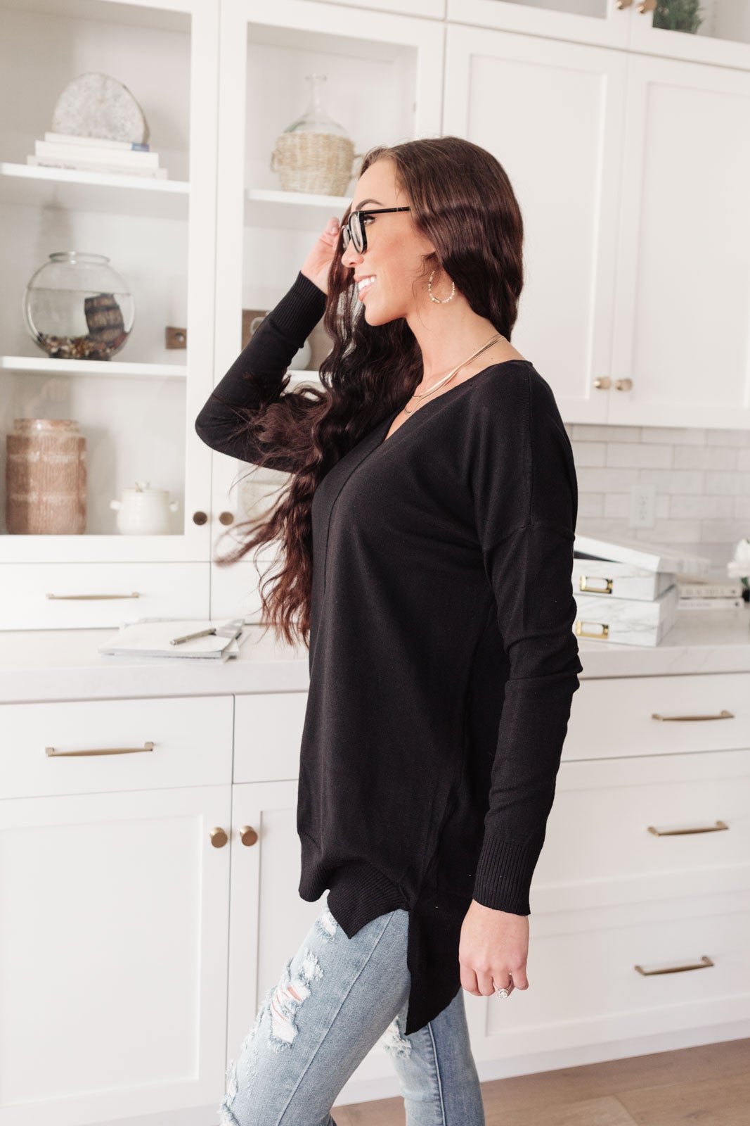Red Carpet Tunic Top In Black (Online Exclusive)