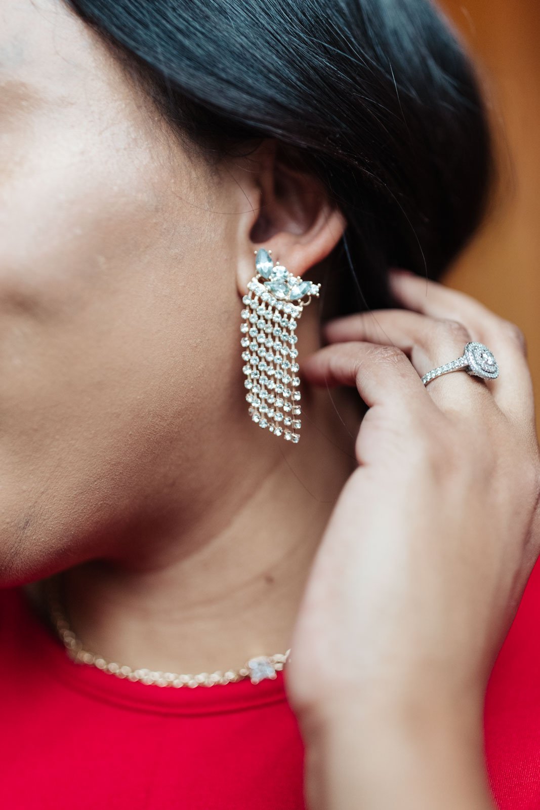 Rhinestone Fringe Earrings (Online Exclusive)