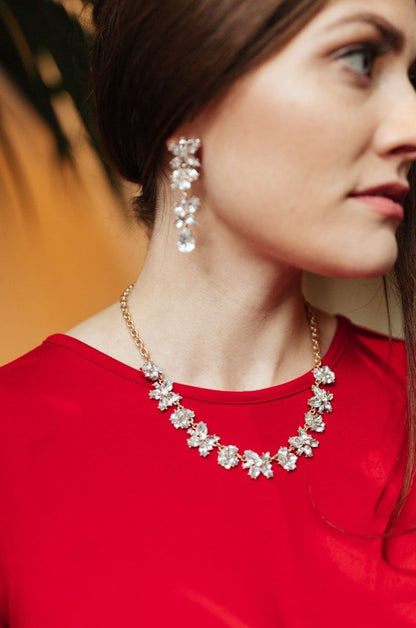 Rhinestone Tiered Floral Necklace (Online Exclusive)