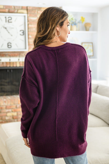 Right Direction Pocket Sweater In Dark Plum (Online Exclusive)