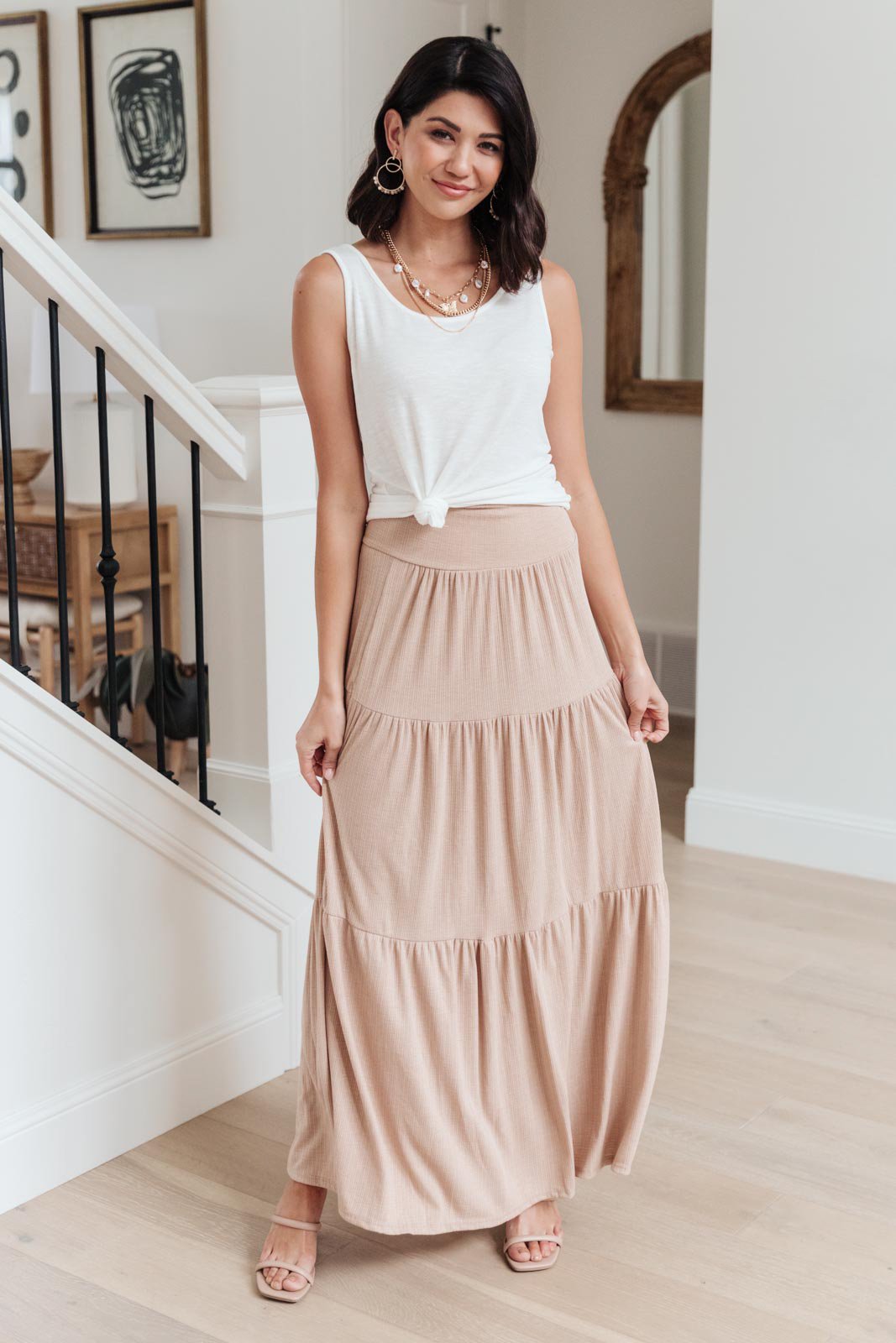 Roam The World Skirt in Taupe (Online Exclusive)