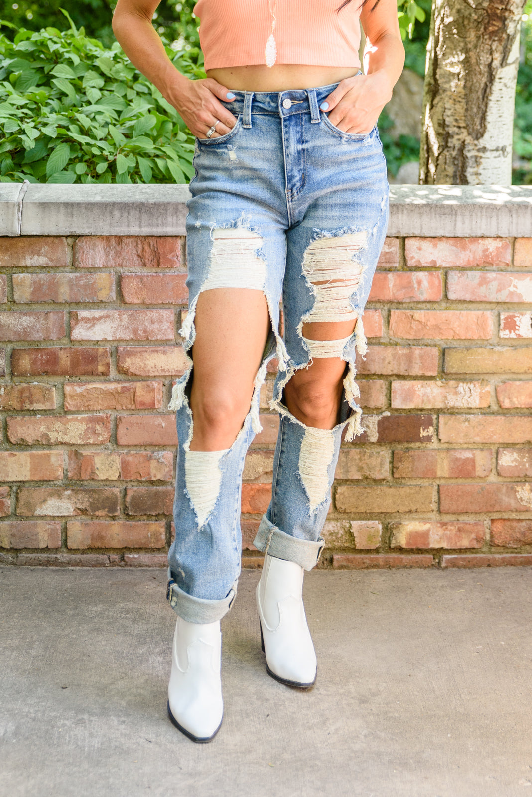 Sadie Vintage Straight Cut Destroy Jeans (Online Exclusive)