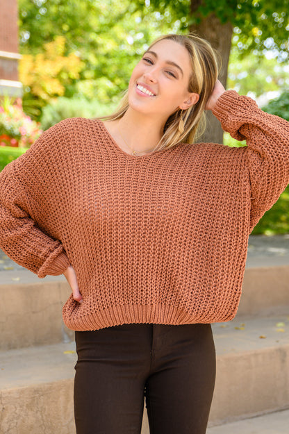 Seasonal Shift Long Sleeve Knit Sweater In Toffee (Online Exclusive)