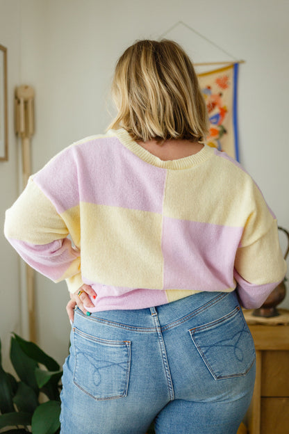Secret Bookclub Checkered Sweater in Yellow (Online Exclusive)