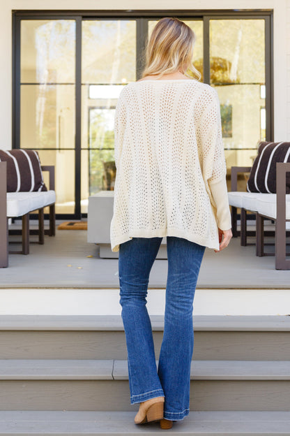 Seeing Patterns Loose Fit Knit Sweater In Cream (Online Exclusive)