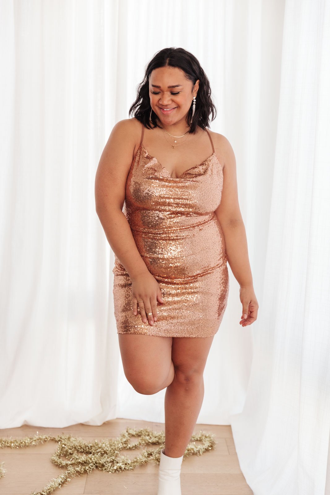 Shining in Sequins Dress in Gold (Online Exclusive)