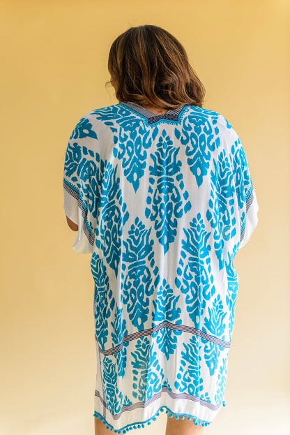 Kimono drapeado Side Trip en verde azulado (exclusivo en línea)