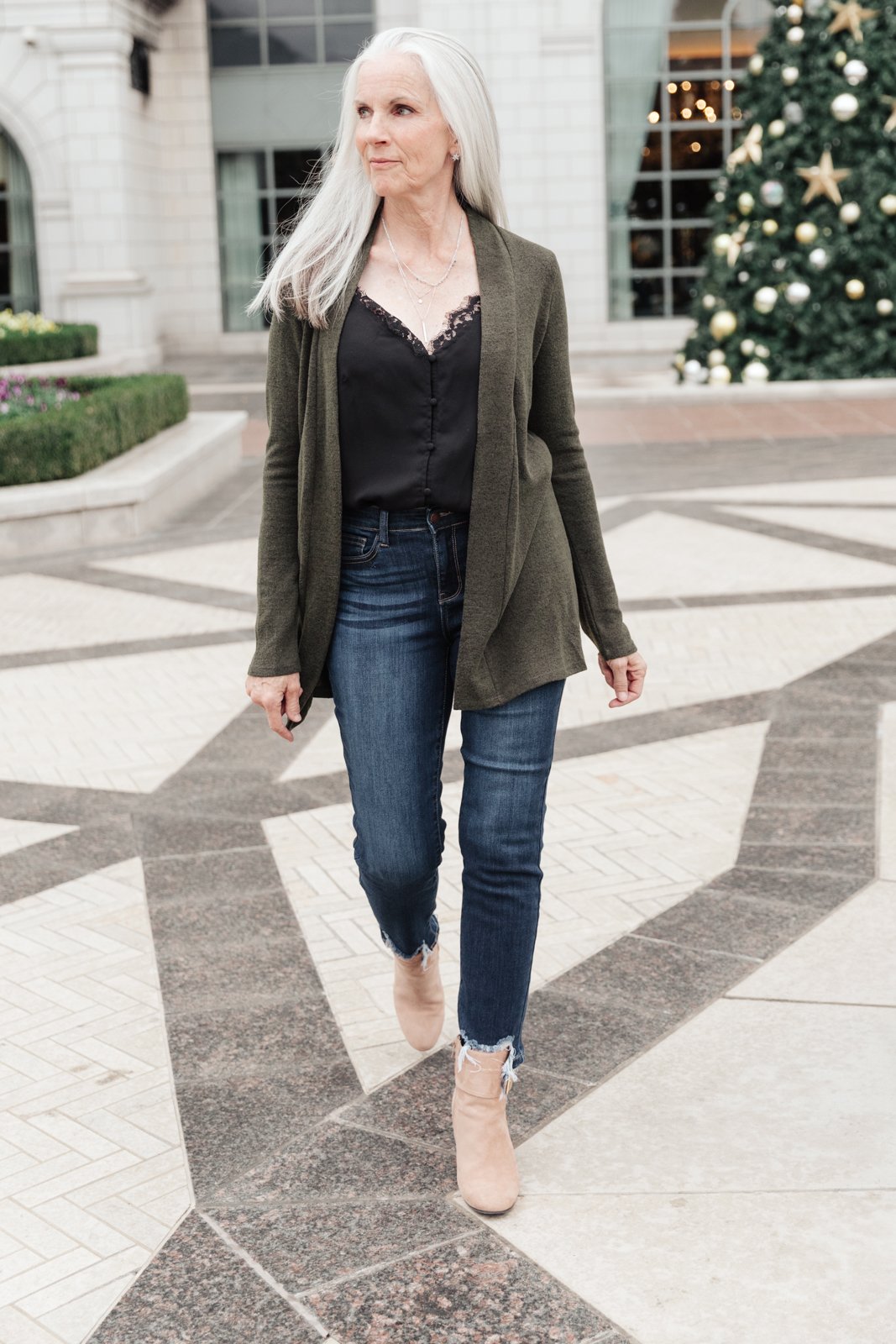 Sienna Sweater knit Cardigan In Olive (Online Exclusive)
