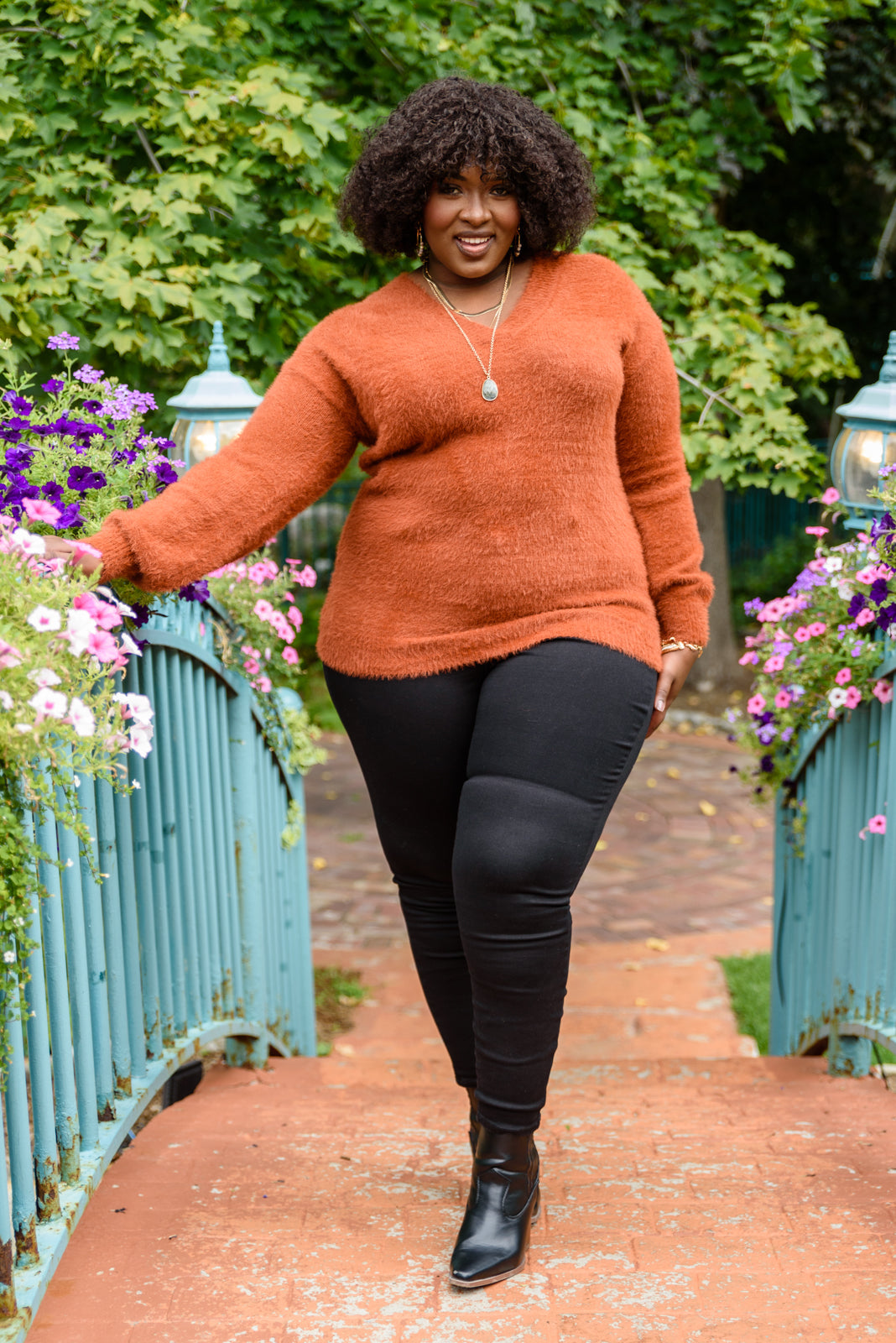 Sierra Long Sleeve Eyelash Sweater Knit Top In Rust (Online Exclusive)