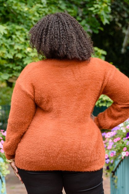 Sierra - Pull à manches longues en tricot avec cils - Rouille (exclusivité en ligne)